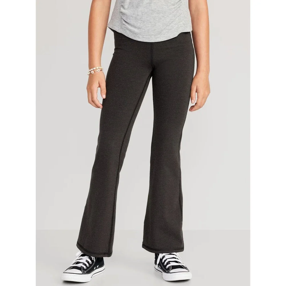 Old Navy Girls Large Flared Leggings Charcoal PowerChill Crossover